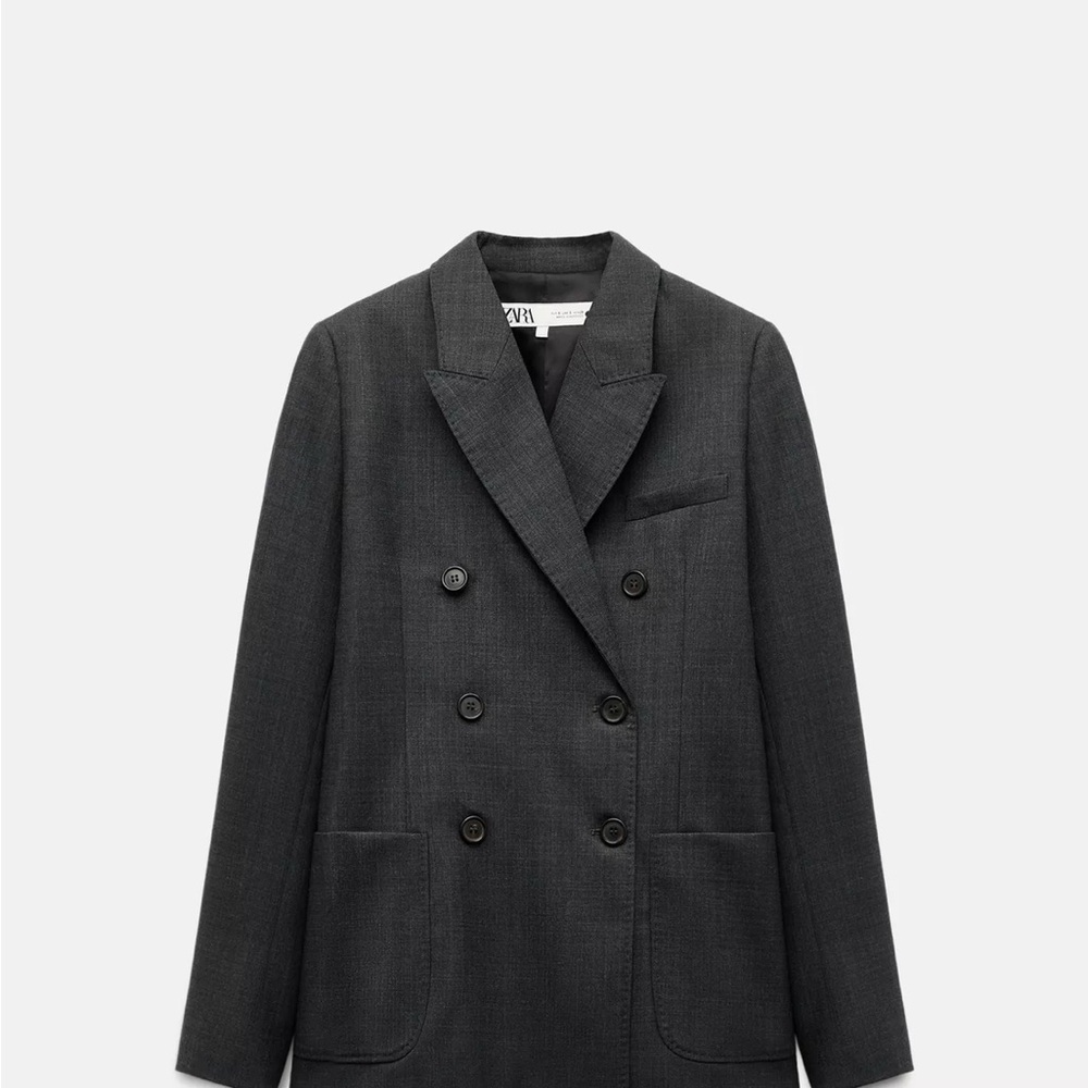 Zara Collection Gray Double-Breasted Blazer